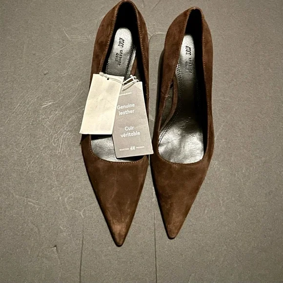 H & M Kitten Heels. Leather pumps brown suede. New - Picture 7 of 8